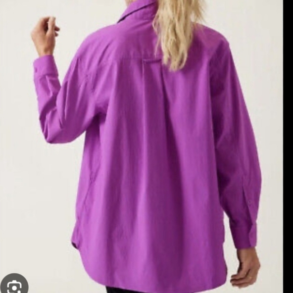 Athleta Oversized Poplin Shirt Purple, Size XXS - Picture 2 of 8